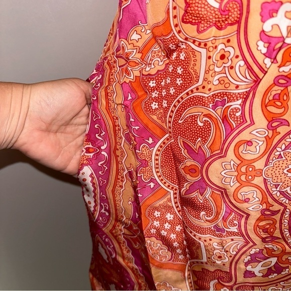 CALYPSO ST BARTH Orange pink Paisley Silk dress size small - Picture 6 of 9